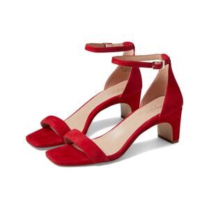 Naturalizer 8.5M Crimson Red Suede Iriss Heels Sandals Ankle Strap OS7-6